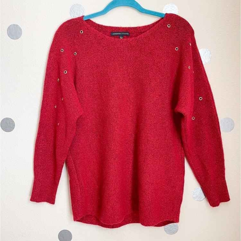 Elegant Red Eyelet Sweater